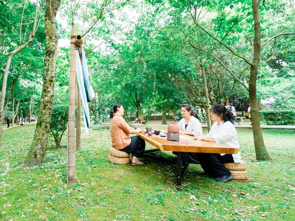 桐の木の下でピクニック
